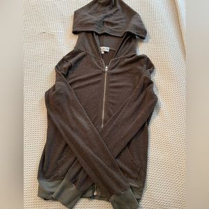 Wildfox Zip-Up Hoodie in Brownish Green, Size S